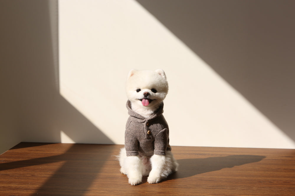 Knit Button Hood – Ash Brown