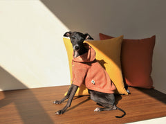 Knit Button Hood – Coral Orange