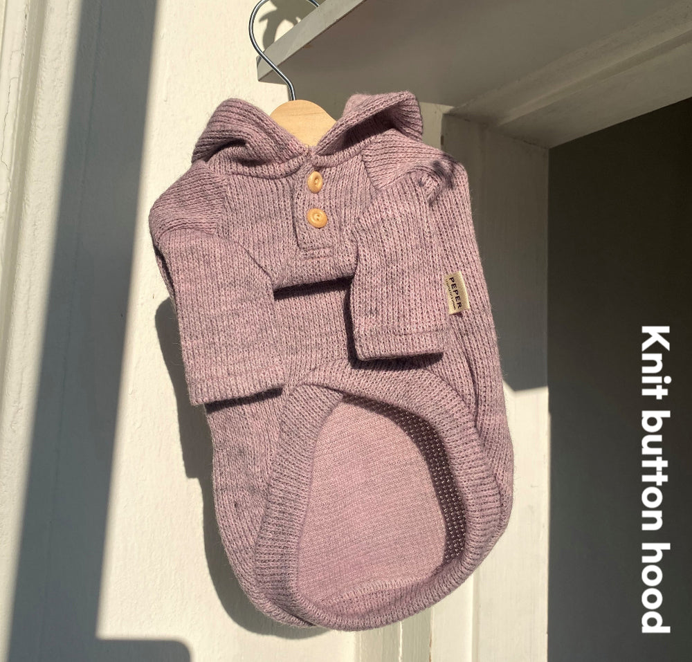 Knit Button Hood – Lavender