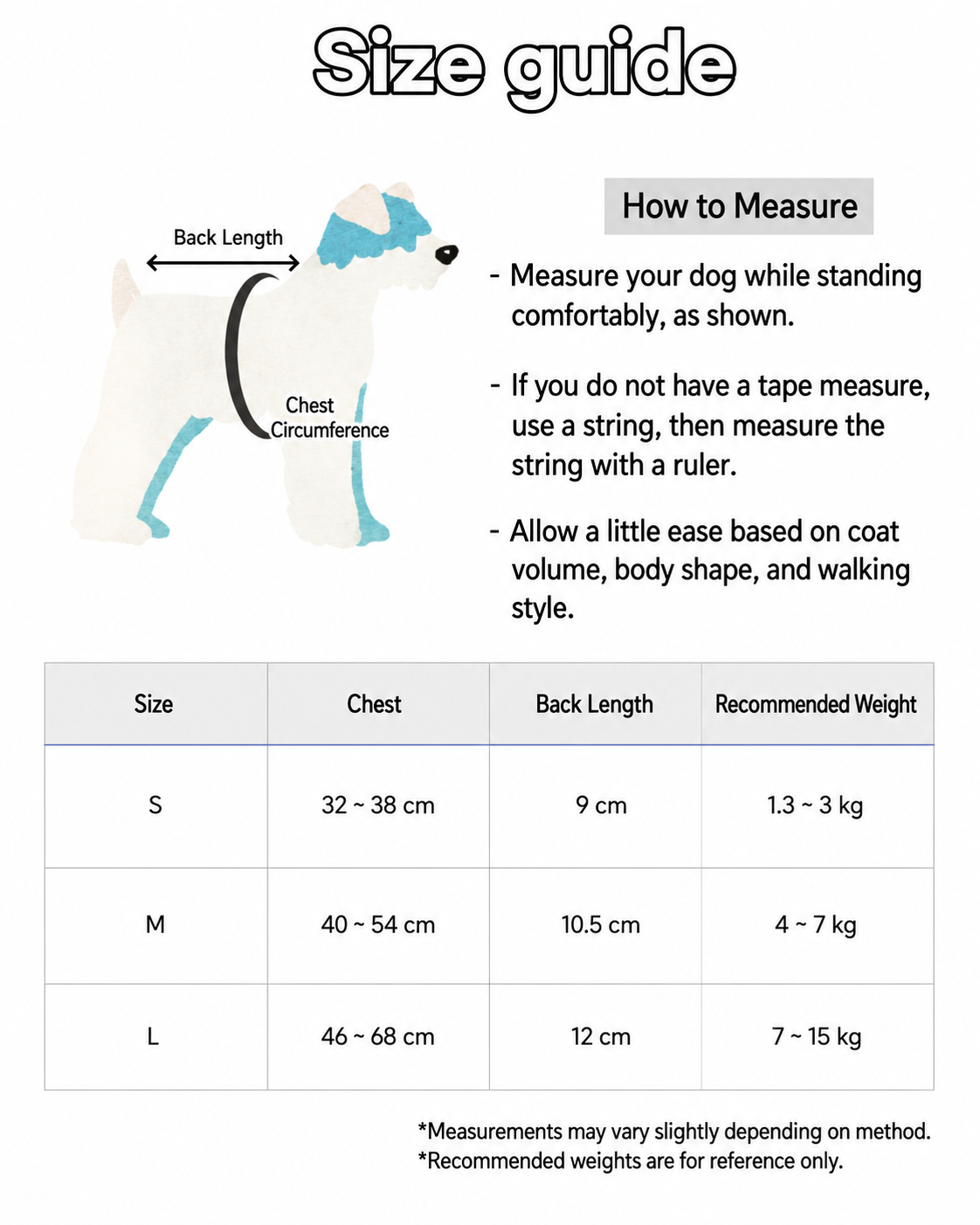 Color On H Harness size guide in English